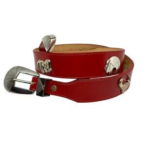 Silver Creek Red Leather Concho Belt Size 30